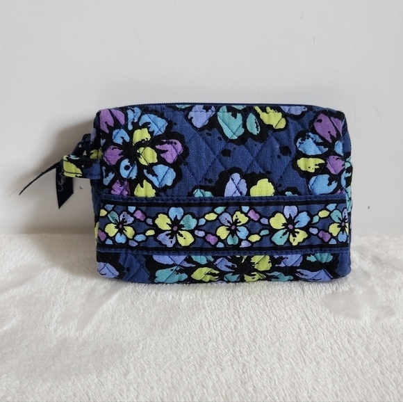 Vera Bradley Retired Indigo Pop Floral Flower Navy Blue Cosmetic Bag Pouch - Picture 1 of 9